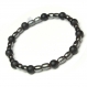 Bracelet homme perles ovale pierre naturelle hématite 6x4mm agate/onyx noir mat 6mm p107 