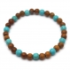 Bracelet homme/femme perles naturelle huanghuali bois marron Ø6mm, pierre naturelle howlite couleur turquoise p89 