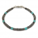 Élégant bracelet homme/men's perles 4mm pierres naturelles hématite noir howlite couleur turquoise fermoir mousqueton inox 