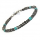 Élégant bracelet homme/men's perles 4mm pierres naturelles hématite noir howlite couleur turquoise fermoir mousqueton inox 