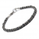 Élégant bracelet homme/men's perles 4mm pierres naturelles obsidienne noir/gris hématite fermoir mousqueton inox 