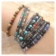 Mode tendance bracelet homme perles jasper rouge mat 6mm +agate/onyx noir+ anneaux métal inox p70 