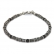 Élégant bracelet homme/men's perles 4mm pierres naturelles agate/onyx mat noir hématite fermoir mousqueton inox p63 