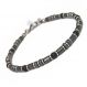 Élégant bracelet homme/men's perles 4mm pierres naturelles agate/onyx mat noir hématite fermoir mousqueton inox p63 