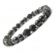 Mode tendance bracelet homme perles larvikite labradorite gris mat 6mm +hématite noir+ anneaux métal 