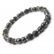 Mode tendance bracelet homme perles larvikite labradorite gris mat 6mm +hématite noir+ anneaux métal 