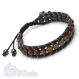 Bracelet homme/femme style shamballa cuir vÉritable perles Ø 6mm pierre naturelle picasso jasper hématite 