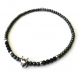 Mode tendance collier homme perles agate noir mat (onyx) + hématite 6mm + perle "rock" en métal couleur 
