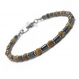 Élégant bracelet homme/men's perles 4mm pierres naturelles jaspe picasso hématite fermoir mousqueton anneaux acier inoxydable/inox 