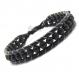 Bracelet homme/femme style shamballa cuir vÉritable perles Ø 6mm pierre naturelle agate onyx mat noir 