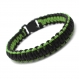 Bracelet homme style bracelet de survie - paracorde fil tressé ciré coton noir-vert 