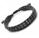 Bracelet homme style shamballa cuir vÉritable perles Ø 6mm pierre naturelle obsidienne noir gris, hématite 