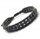 Bracelet homme style shamballa cuir vÉritable perles Ø 6mm pierre naturelle obsidienne noir gris, hématite 