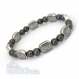 Bracelet homme perles pierre de gemme hématite 6mm + perle en métal couleur argent vieilli style antique 