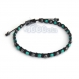 Bracelet homme/men's style shamballa pierre naturelle véritable turquoise 4mm + hématite + fil nylon noir 