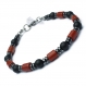 Magnifique bracelet homme/femme perles Ø 6mm pierre naturelle agate/onyx noir jaspe rouge hématite 4mm mousqueton inox 