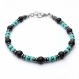 Nouvelle collection Élégant bracelet homme/men's perles pierre naturelle véritable turquoise stabilisée, agate/onyx mat noir, hématite 