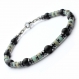 Nouvelle collection Élégant bracelet homme/men's perles pierre naturelle serpentine, agate/onyx mat noir, hématite fermoir mousqueton 