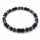 Mode tendance bracelet homme perles agate noir gris mat (onyx) 6mm + anneaux métal inox/inoxydable 