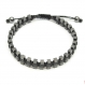 Bracelet noir homme/men's style shamballa cuir vÉritable perles hématite cube mat 3mm p96 