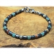 Nouvelle collection Élégant bracelet homme/men's perles 4mm pierre naturelle serpentine hématite fermoir mousqueton 
