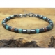 Nouvelle collection Élégant bracelet homme/men's perles 4mm pierre naturelle serpentine hématite fermoir mousqueton 