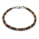 Élégant bracelet homme/men's perles 4mm pierre naturelle picasso jasper fermoir mousqueton inox/acier inoxydable p71 