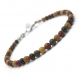 Élégant bracelet homme/men's perles 4mm pierre naturelle picasso jasper fermoir mousqueton inox/acier inoxydable p71 