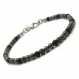 Elégant bracelet homme/men's perles 4mm pierres naturelles agate noir mat hématite pyrite fermoir mousqueton inox 