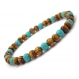 Bracelet homme/femme perles naturelle bois marron Ø 6mm, pierre naturelle howlite couleur turquoise p45_01 