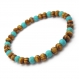 Bracelet homme/femme perles naturelle bois marron Ø 6mm, pierre naturelle howlite couleur turquoise p45_01 