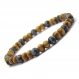 Bracelet homme/femme perles naturelle bois marron Ø 6mm, pierre naturelle obsidienne noir/gris p42_01 