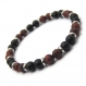 Mode tendance bracelet homme perles agate noir mat (onyx) + mahogany obsidian marron 6mm + anneaux métal 