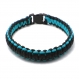 Bracelet homme style bracelet de survie - paracorde fil tressé ciré coton noir-bleu 