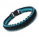 Bracelet homme style bracelet de survie - paracorde fil tressé ciré coton noir-bleu 