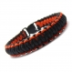 Bracelet homme style bracelet de survie - paracorde fil tressé ciré coton noir-orange 