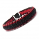 Bracelet homme style bracelet de survie - paracorde fil tressé ciré coton noir-rouge 