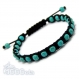 Bracelet homme/femme style shamballa perles Ø 6mm pierre naturelle howlite couleur turquoise 
