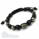 Bracelet homme style shamballa perles 8mm agate noir mat (onyx) + pierre naturelle pyrite crane 