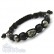 Bracelet homme style shamballa perles 8mm agate noir mat (onyx) + pierre naturelle pyrite crane 
