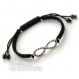 Bracelet homme/femme style shamballa signe infini métal couleur argent + perles hématites + fil noir fait main 