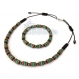 Ensemble bracelet+collier homme perles pierre turquoise, naturelle bois, hématite 