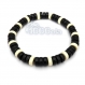 Ensemble collier + bracelet style surfeur/surf homme perles naturelle bois blanc et noir 