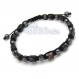 Bracelet style shamballa homme/femme perles pierre naturelle jasper couleur noir/marron 6mm + hématite 6mm 