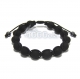 Bracelet style shamballa homme/men's perles/beads acrylique noir mat 10mm + hématite + fil nylon nm01 