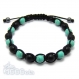 Bracelet homme perles 8mm pierre naturelle howlite couleur turquoise + agate noir mat (onyx) 