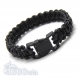 Bracelet cuir homme style bracelet de survie - paracorde fil cuir véritable noir 