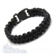Bracelet cuir homme style bracelet de survie - paracorde fil cuir véritable noir 