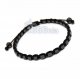 Bracelet style shamballa homme/men's perles/beads + hématite cubes 3mm+fil nylon noir 