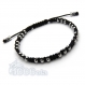 Bracelet style shamballa homme/men's perles métal inoxydable inox Ø 5mm fil nylon noir 